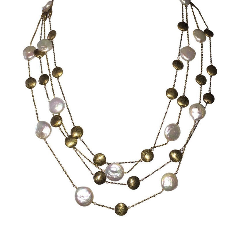 18 Kt Gold Vermeil Sterling Cultured Coin Pearl Di
